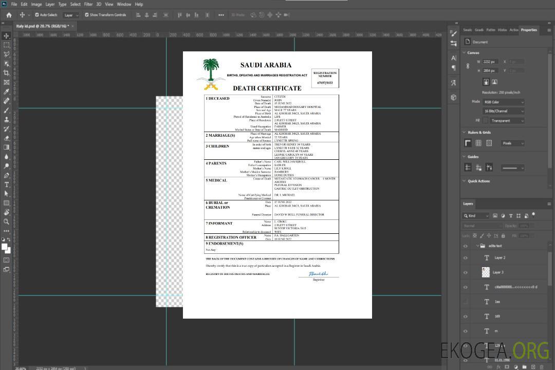 Modèle Word et PDF de certificat de décès en Arabie Saoudite template Modèle Word et PDF de certificat de décès en Arabie Saoudite template
